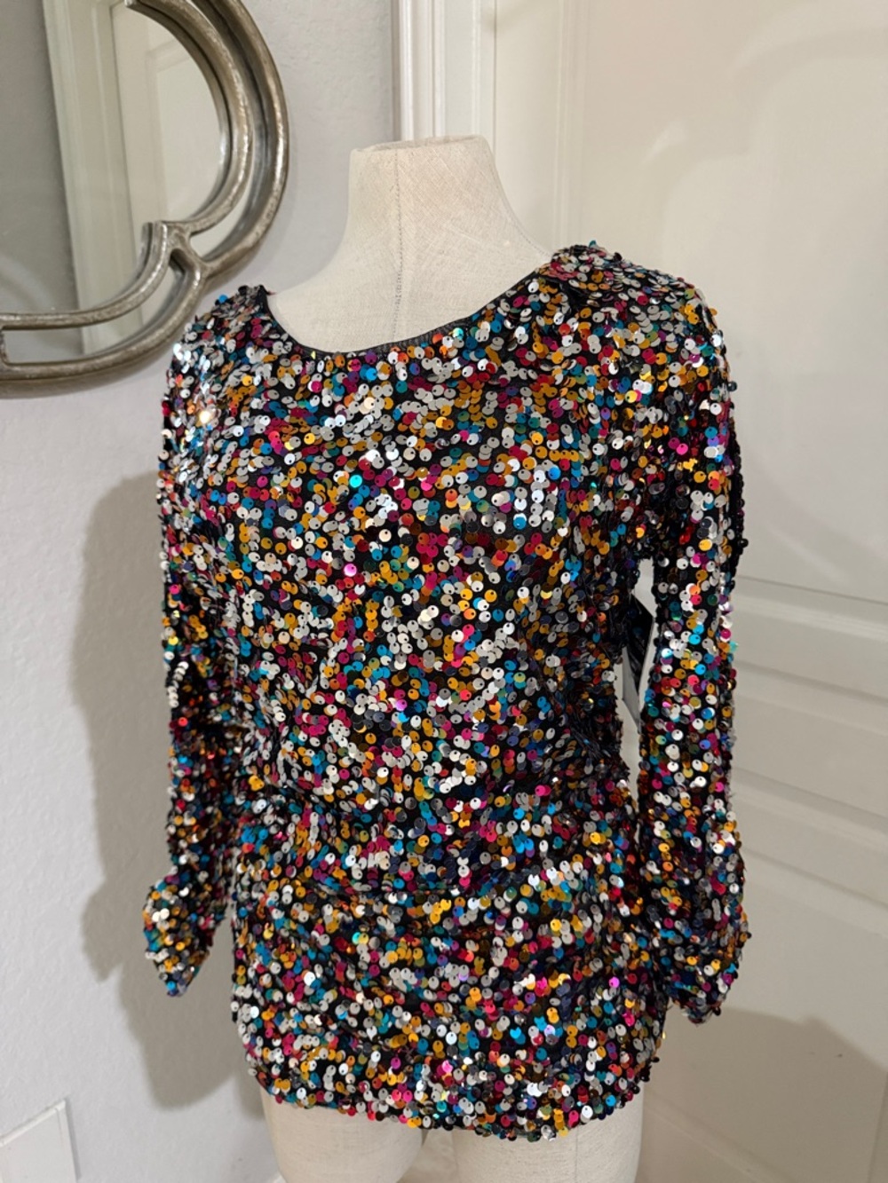 Boston proper sequin cold shoulder blouse